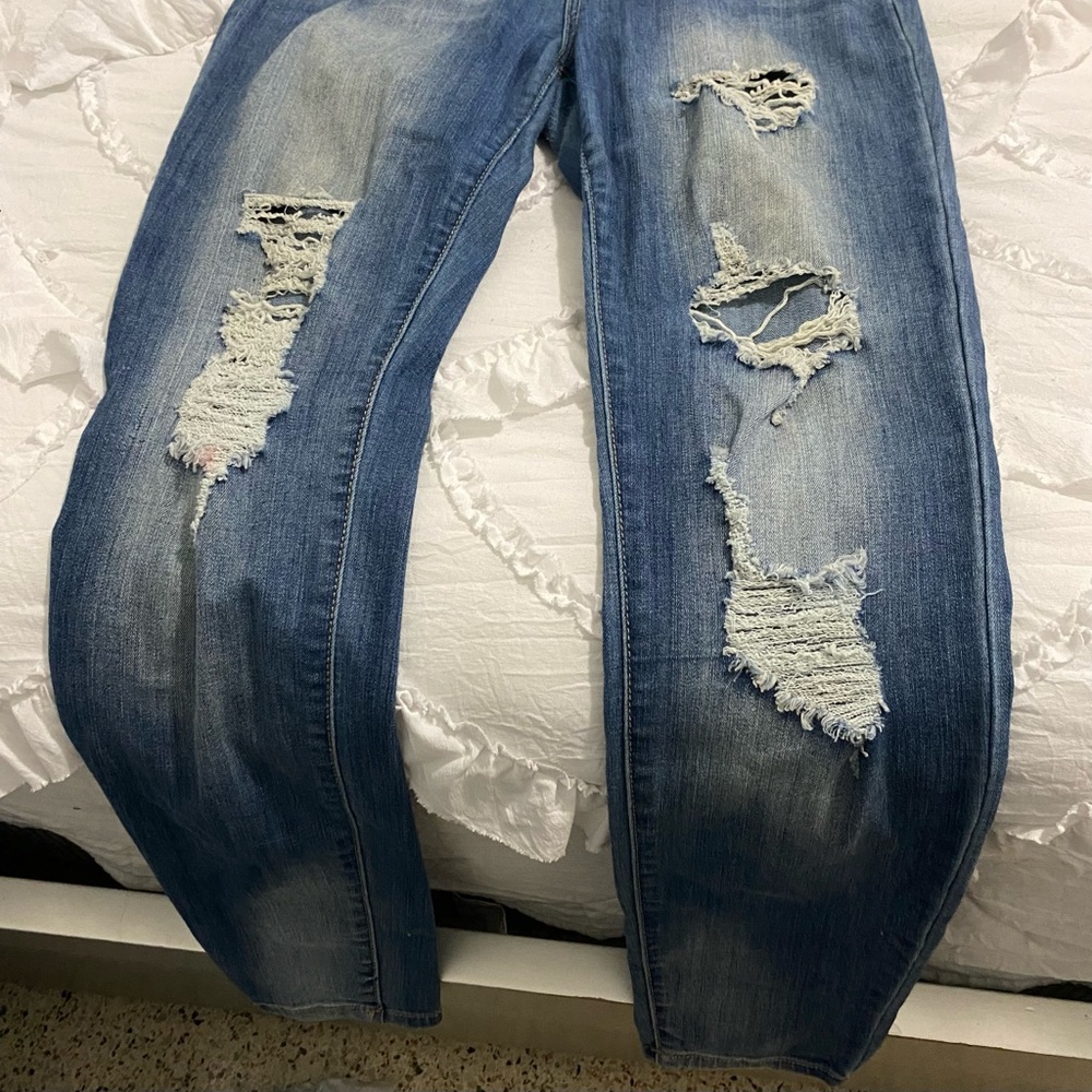 Blue ripped jeans
